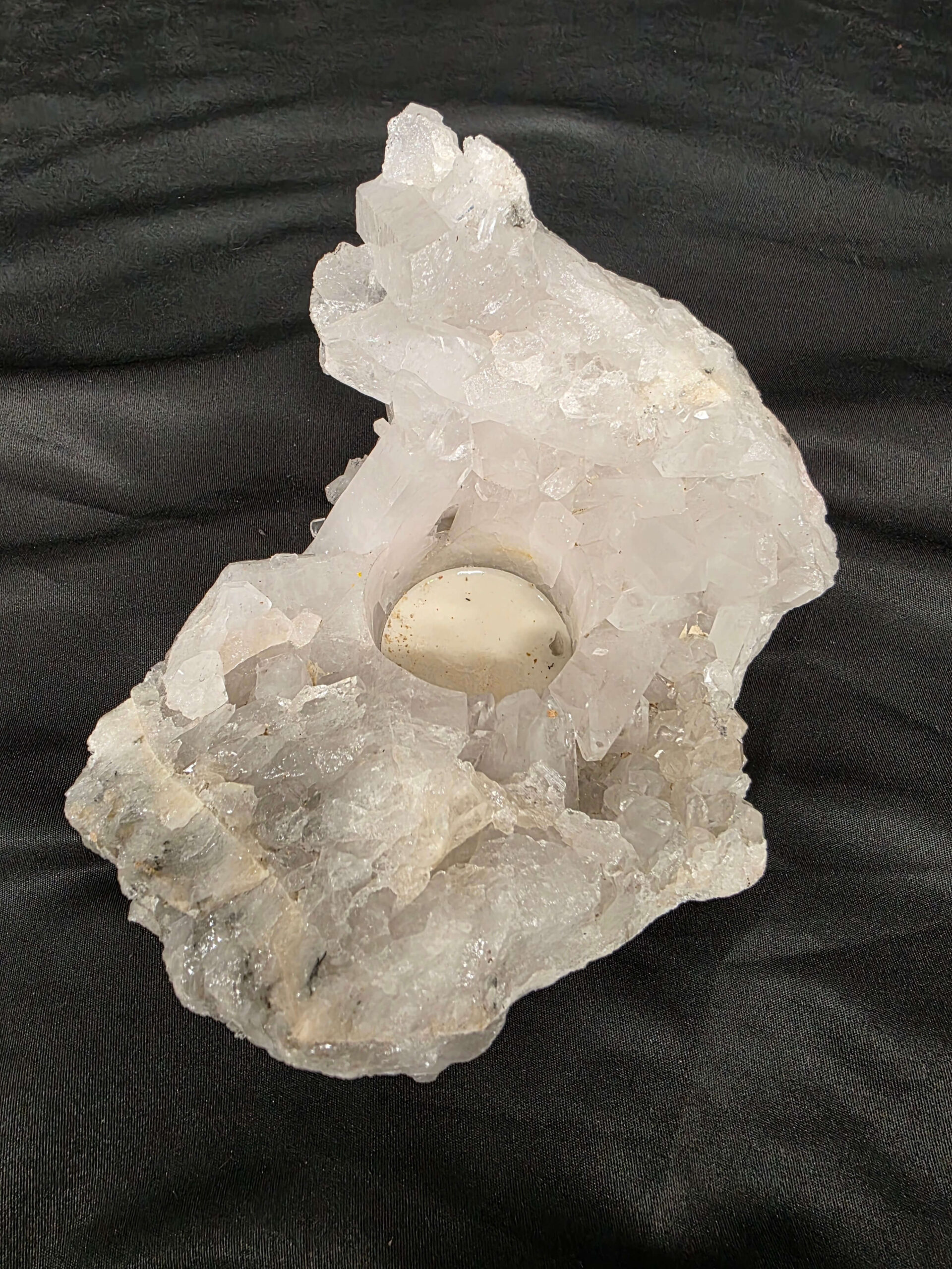 Large Premium Rock Crystal Quartz Candle Holder 20A Clear Crystal White Tealight Holders 967g H9xW15xD11cm - Image 3