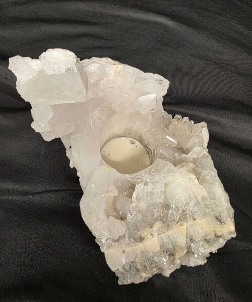 Large Premium Rock Crystal Quartz Candle Holder 20A Clear Crystal White Tealight Holders 967g H9xW15xD11cm - Image 4