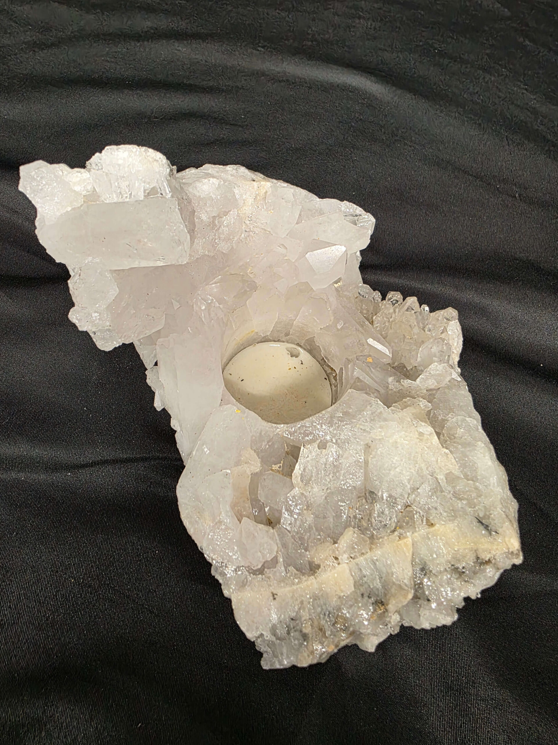 Large Premium Rock Crystal Quartz Candle Holder 20A Clear Crystal White Tealight Holders 967g H9xW15xD11cm - Image 4