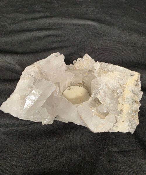 Large Premium Rock Crystal Quartz Candle Holder 20A Clear Crystal White Tealight Holders 967g H9xW15xD11cm - Image 5