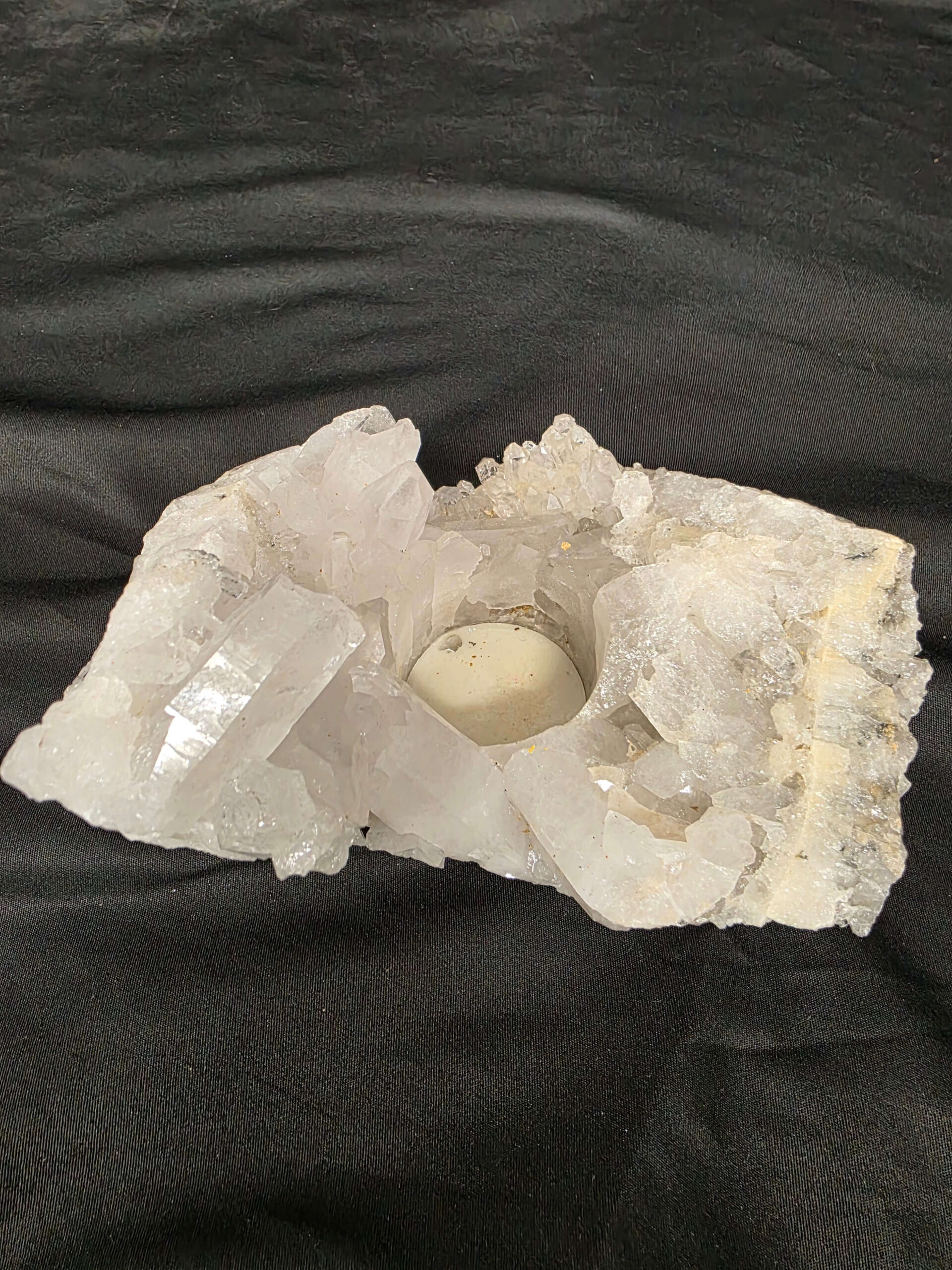 Large Premium Rock Crystal Quartz Candle Holder 20A Clear Crystal White Tealight Holders 967g H9xW15xD11cm - Image 5