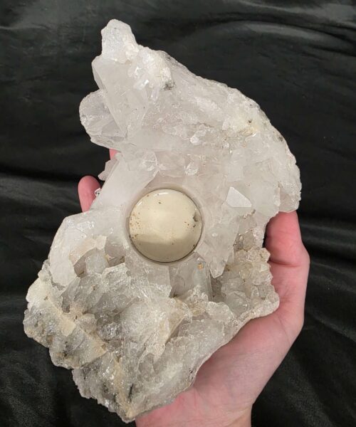 Large Premium Rock Crystal Quartz Candle Holder 20A Clear Crystal White Tealight Holders 967g H9xW15xD11cm - Image 6