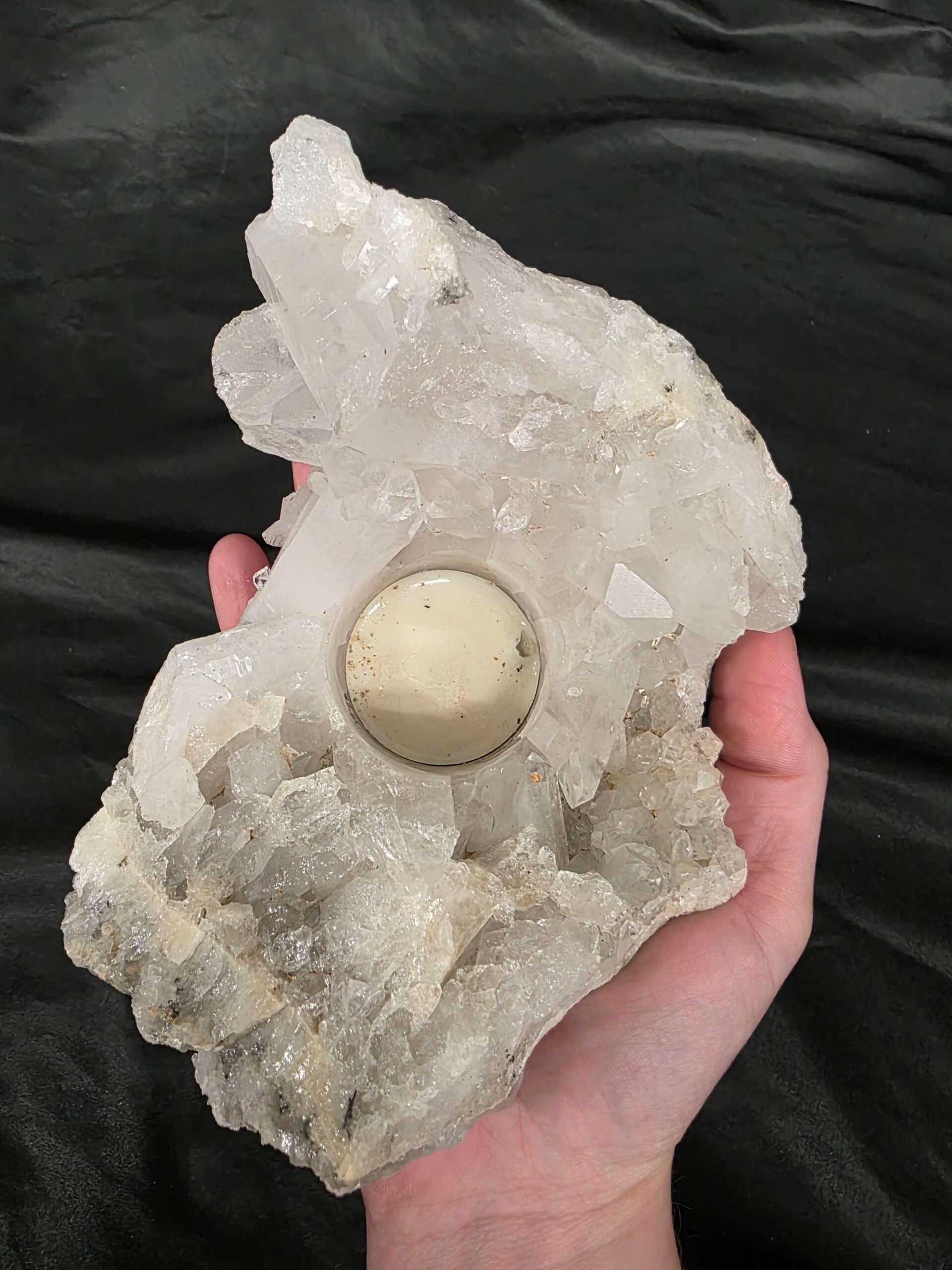 Large Premium Rock Crystal Quartz Candle Holder 20A Clear Crystal White Tealight Holders 967g H9xW15xD11cm - Image 6