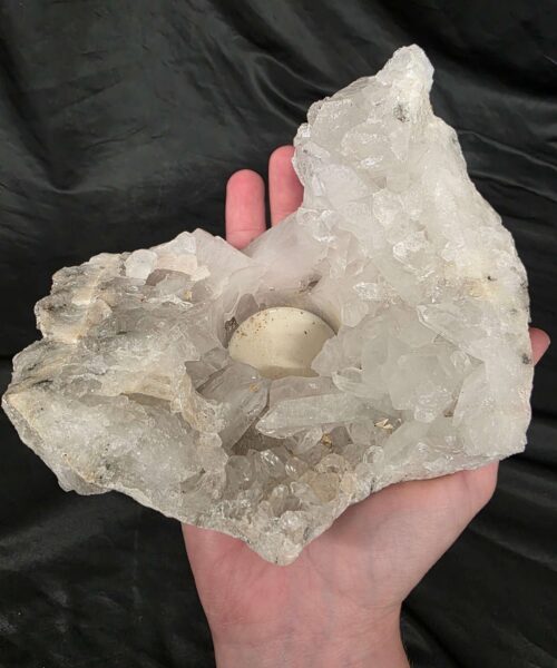 Large Premium Rock Crystal Quartz Candle Holder 20A Clear Crystal White Tealight Holders 967g H9xW15xD11cm - Image 10