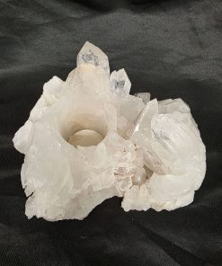 Large Premium Rock Crystal Quartz Candle Holder 22 Clear Crystal White Tealight Holders 1.564g H9xW15xD16cm