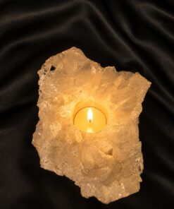 Large Premium Rock Crystal Quartz Candle Holder 23 Clear Crystal White Tealight Holders 1.575g H7xW15xD13cm