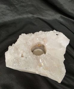 Large Premium Rock Crystal Quartz Candle Holder 23 Clear Crystal White Tealight Holders 1.575g H7xW15xD13cm