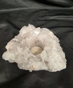Large Premium Rock Crystal Quartz Candle Holder 24 Clear Crystal White Tealight Holders 1.376g H8xW16xD16cm