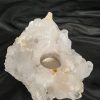 Large Premium Rock Crystal Quartz Candle Holder 25 Clear Crystal White Tealight Holders 1.655g H7.5xW16.5xD12cm