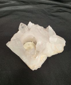 Large Premium Rock Crystal Quartz Candle Holder 26 Clear Crystal White Tealight Holders 1.116g H7xW15xD14cm