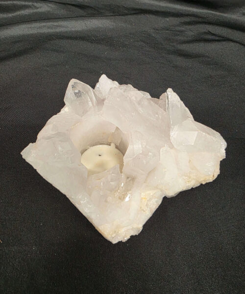 Alternative view of Large Premium Rock Crystal Quartz Candle Holder 26 Clear Crystal White Tealight Holders 1.116g H7xW15xD14cm