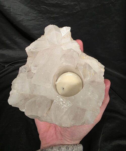 Large Premium Rock Crystal Quartz Candle Holder 26 Clear Crystal White Tealight Holders 1.116g H7xW15xD14cm - Image 6