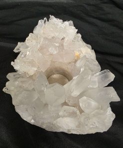 Large Premium Rock Crystal Quartz Candle Holder 27 Clear Crystal White Tealight Holders 1.842g H8xW18xD13.5cm