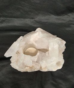 Large Premium Rock Crystal Quartz Candle Holder 28 Clear Crystal White Tealight Holders 1.308g H6.5xW18xD13cm