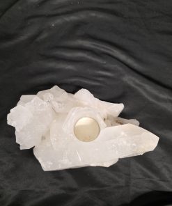 Large Premium Rock Crystal Quartz Candle Holder 30 Clear Crystal White Tealight Holders 1.708g H10xW19xD11.5cm