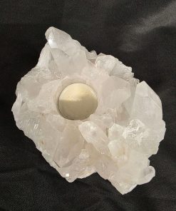 Large Premium Rock Crystal Quartz Candle Holder 31 Clear Crystal White Tealight Holders 971g H7xW13xD11cm