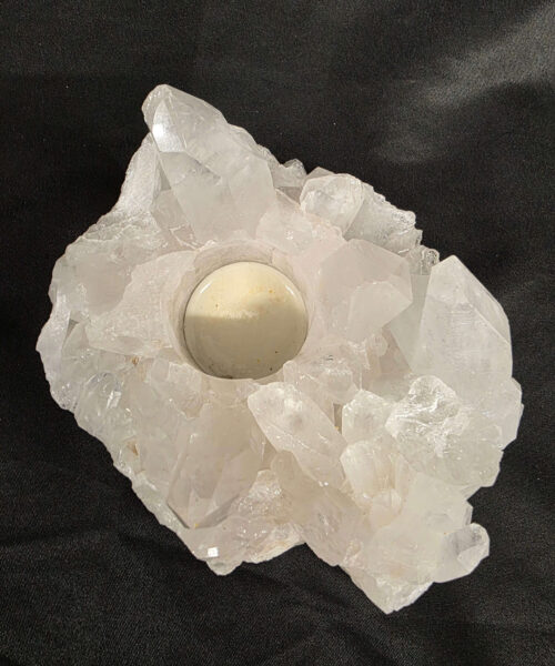 Alternative view of Large Premium Rock Crystal Quartz Candle Holder 31 Clear Crystal White Tealight Holders 971g H7xW13xD11cm