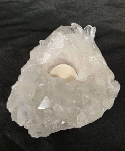 Large Premium Rock Crystal Quartz Candle Holder 32 Clear Crystal White Tealight Holders 1.236g H6.5xW16xD13cm - Image 3