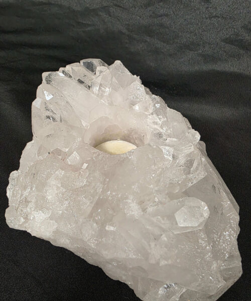 Large Premium Rock Crystal Quartz Candle Holder 32 Clear Crystal White Tealight Holders 1.236g H6.5xW16xD13cm - Image 6