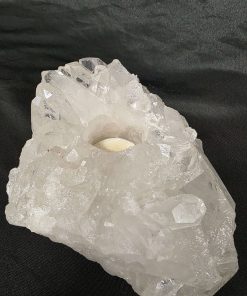 Large Premium Rock Crystal Quartz Candle Holder 32 Clear Crystal White Tealight Holders 1.236g H6.5xW16xD13cm