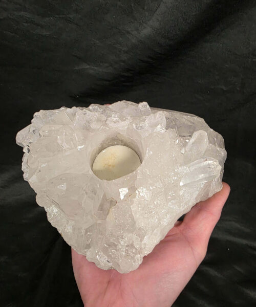 Large Premium Rock Crystal Quartz Candle Holder 32 Clear Crystal White Tealight Holders 1.236g H6.5xW16xD13cm - Image 8