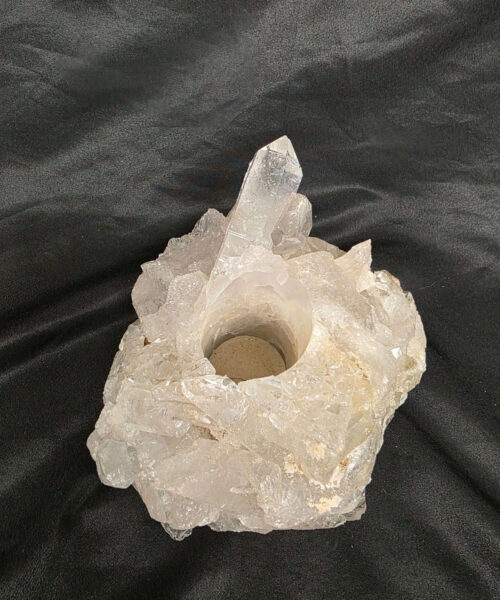 Alternative view of Large Premium Rock Crystal Quartz Candle Holder 33 Clear Crystal White Tealight Holders 1.751g H10xW15xD13cm
