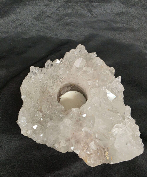 Alternative view of Large Premium Rock Crystal Quartz Candle Holder 34 Clear Crystal White Tealight Holders 1.573g H7.5xW15xD14cm