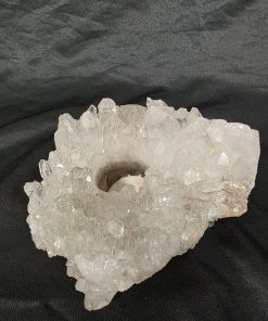 Large Premium Rock Crystal Quartz Candle Holder 34 Clear Crystal White Tealight Holders 1.573g H7.5xW15xD14cm