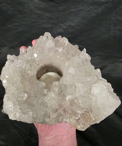 Large Premium Rock Crystal Quartz Candle Holder 34 Clear Crystal White Tealight Holders 1.573g H7.5xW15xD14cm - Image 9