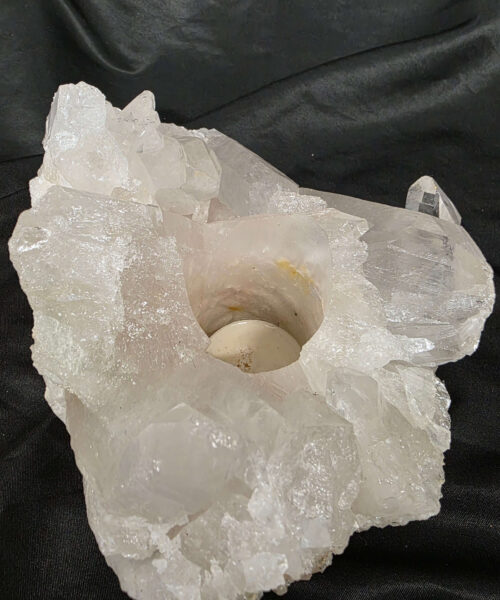 Alternative view of Large Premium Rock Crystal Quartz Candle Holder 35 Clear Crystal White Tealight Holders 2.033g H9xW20xD12cm