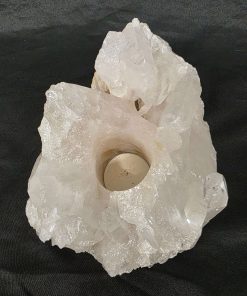 Large Premium Rock Crystal Quartz Candle Holder 35 Clear Crystal White Tealight Holders 2.033g H9xW20xD12cm