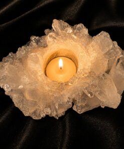 Large Premium Rock Crystal Quartz Candle Holder 36 Clear Crystal White Tealight Holders 1.006g H7xW17xD10cm