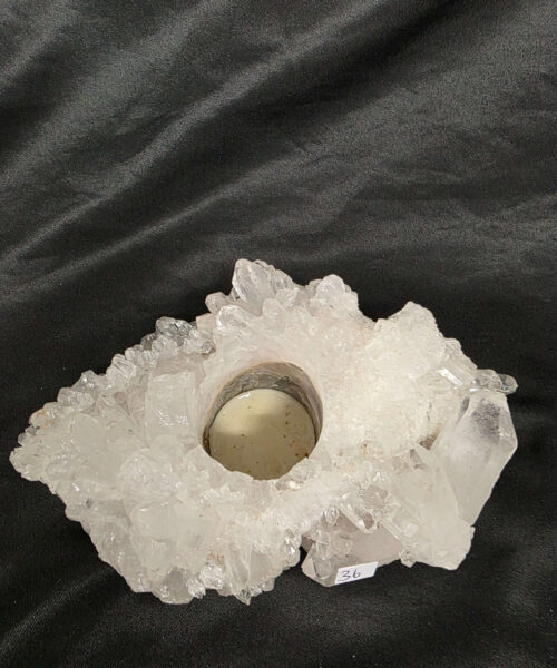 Alternative view of Large Premium Rock Crystal Quartz Candle Holder 36 Clear Crystal White Tealight Holders 1.006g H7xW17xD10cm