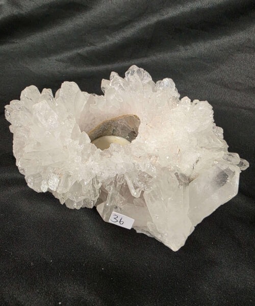 Large Premium Rock Crystal Quartz Candle Holder 36 Clear Crystal White Tealight Holders 1.006g H7xW17xD10cm - Image 3