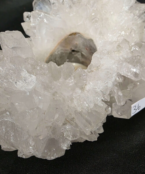 Large Premium Rock Crystal Quartz Candle Holder 36 Clear Crystal White Tealight Holders 1.006g H7xW17xD10cm - Image 7