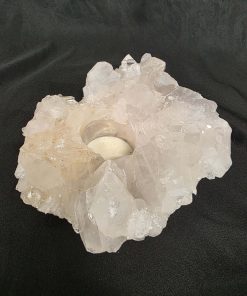 Large Premium Rock Crystal Quartz Candle Holder 38 Clear Crystal White Tealight Holders 1.122g H6xW18xD12cm