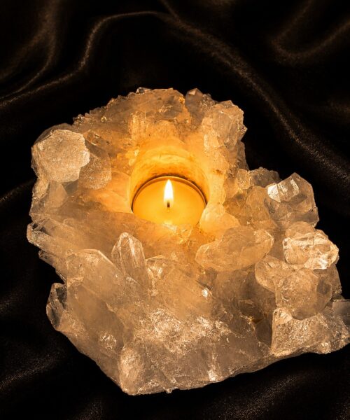Large Premium Rock Crystal Quartz Candle Holder 38 Clear Crystal White Tealight Holders 1.122g H6xW18xD12cm