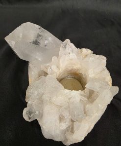 Large Premium Rock Crystal Quartz Candle Holder 40 Clear Crystal White Tealight Holders 1.366g H9xW13xD12cm