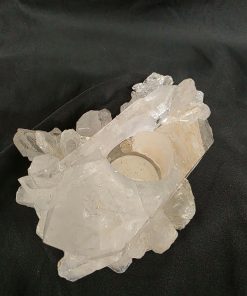 Large Premium Rock Crystal Quartz Candle Holder 41 Clear Crystal White Tealight Holders 837g H7xW16xD11cm