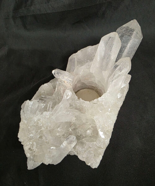 Alternative view of Large Premium Rock Crystal Quartz Candle Holder 42 Clear Crystal White Tealight Holders 1.266g H9.5xW20xD10cm