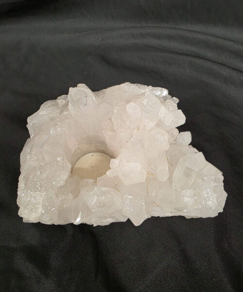 Alternative view of Large Premium Rock Crystal Quartz Candle Holder 45 Clear Crystal White Tealight Holders 1.476g H8xW15xD12cm