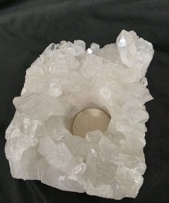 Large Premium Rock Crystal Quartz Candle Holder 45 Clear Crystal White Tealight Holders 1.476g H8xW15xD12cm