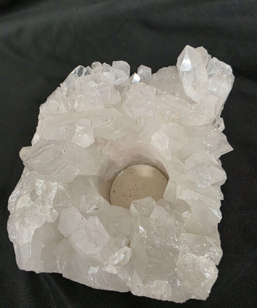 Large Premium Rock Crystal Quartz Candle Holder 45 Clear Crystal White Tealight Holders 1.476g H8xW15xD12cm - Image 3