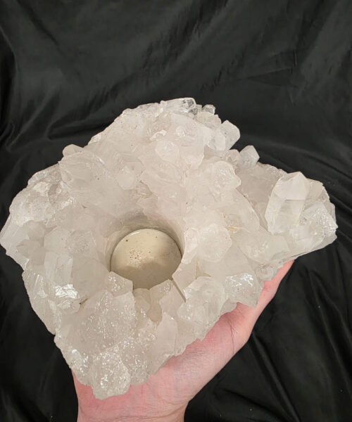 Large Premium Rock Crystal Quartz Candle Holder 45 Clear Crystal White Tealight Holders 1.476g H8xW15xD12cm - Image 8