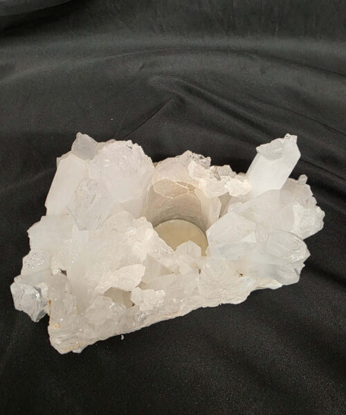 Alternative view of Large Premium Rock Crystal Quartz Candle Holder 46 Clear Crystal White Tealight Holders 1.341g H10xW17xD10cm