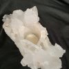 Large Premium Rock Crystal Quartz Candle Holder 46 Clear Crystal White Tealight Holders 1.341g H10xW17xD10cm