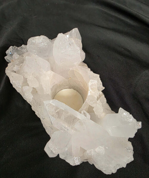 Large Premium Rock Crystal Quartz Candle Holder 46 Clear Crystal White Tealight Holders 1.341g H10xW17xD10cm - Image 3