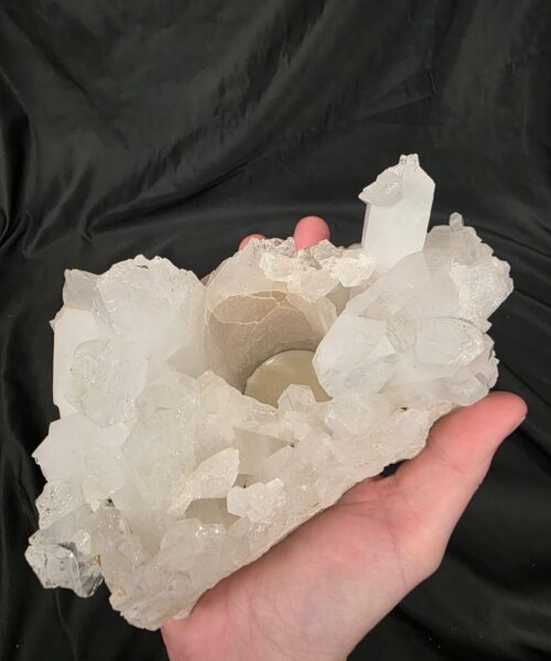 Large Premium Rock Crystal Quartz Candle Holder 46 Clear Crystal White Tealight Holders 1.341g H10xW17xD10cm - Image 7