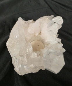 Alternative view of Large Premium Rock Crystal Quartz Candle Holder 47 Clear Crystal White Tealight Holders 1.713g H10xW14xD12cm
