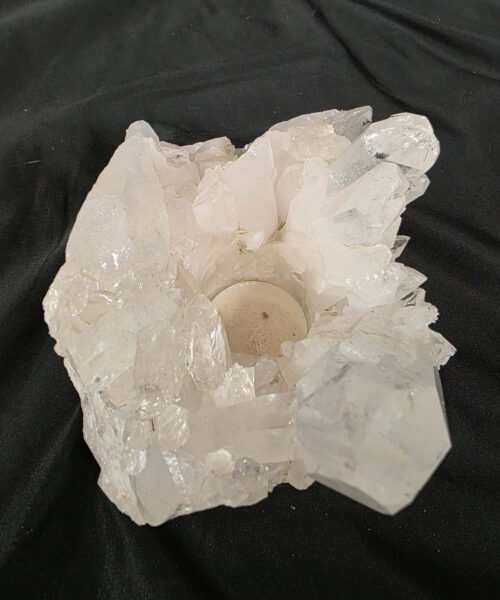 Alternative view of Large Premium Rock Crystal Quartz Candle Holder 47 Clear Crystal White Tealight Holders 1.713g H10xW14xD12cm